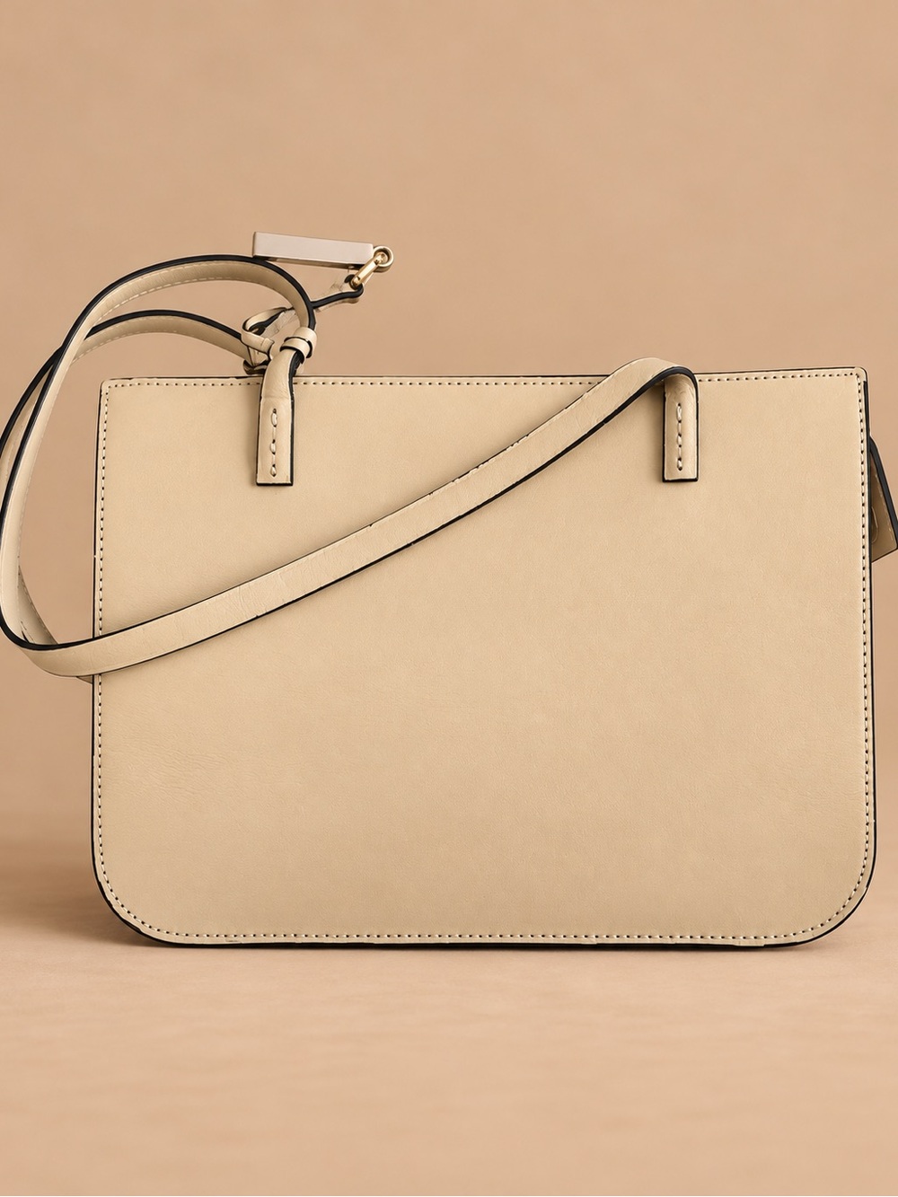 Anne Klein Cream Beige Structured Shoulder Bag Minimalist Purse